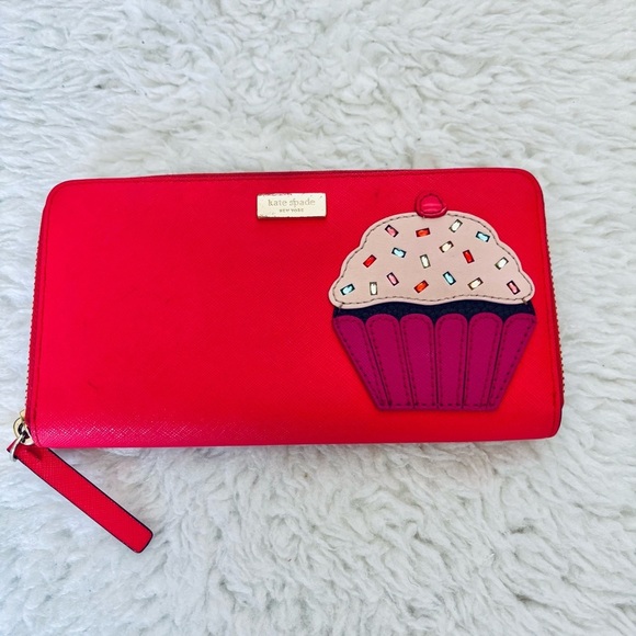 kate spade Handbags - Kate Spade Take The Cake Cherry Red Zip Around Long Wallet
